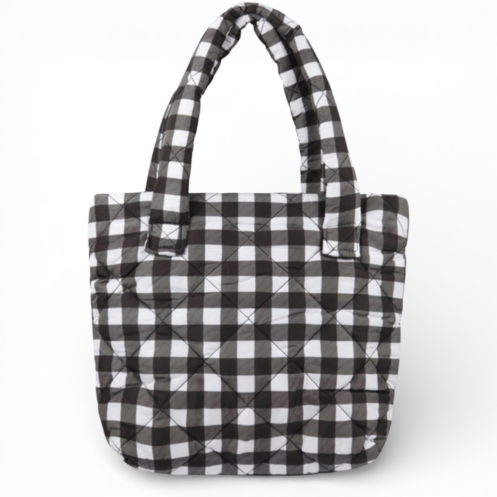 Buffalo Plaid Checkered Quilted Tote Bag - Black and White NWOT